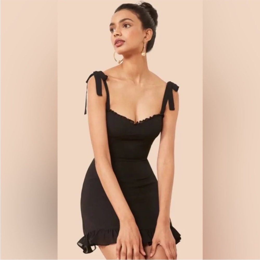 Reformation Christine Black Sleeveless Dress